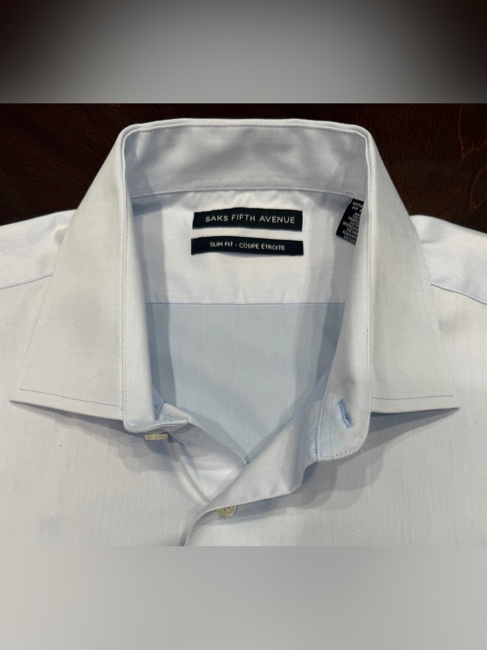 Saks Fifth Avenue Slim Fit White Men's Dress Shirt 17–34/35